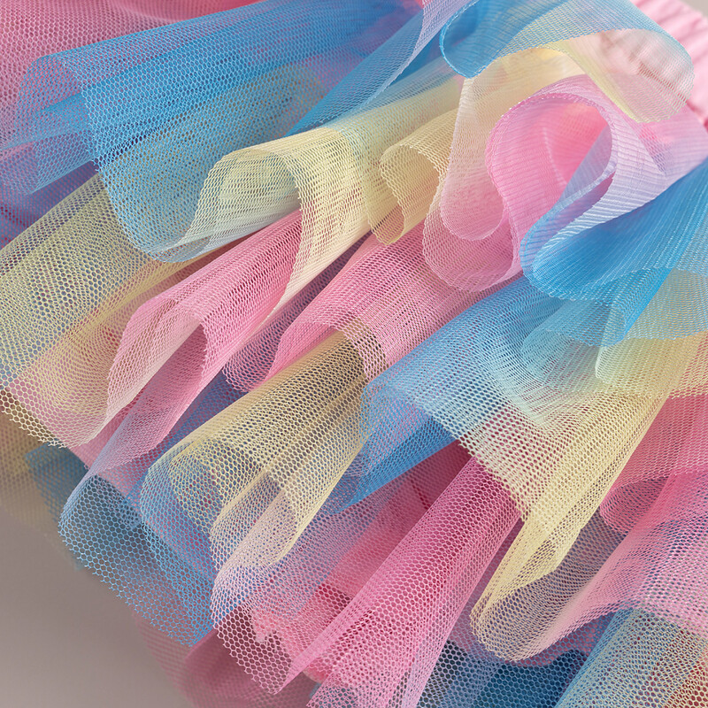 2024 m. naujas vasaros mažylių mergaičių mados sijonas Super Cool Rock Style Black Rainbow Tiulis Sijonas Tutu