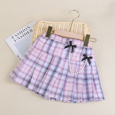 2024. aasta uus tüdrukute printsessi kleit Suvine kleit Lastele Moodne poolseelik Tüdruku lühike seelik Moodne ruuduline JK seelik