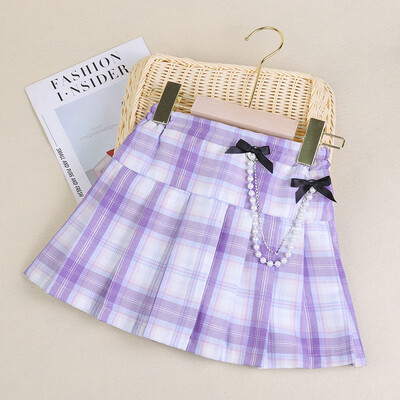 2024. aasta uus tüdrukute printsessi kleit Suvine kleit Lastele Moodne poolseelik Tüdruku lühike seelik Moodne ruuduline JK seelik