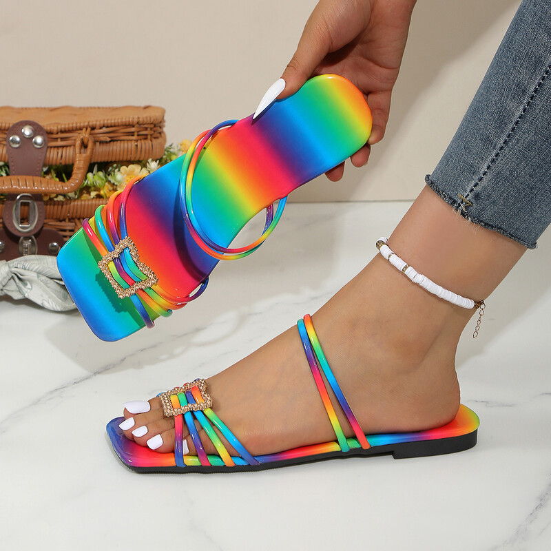 Naiste sussid 2024, uus suvemood vabaaja sandaalid naistele Lamedad kingad Madalad kontsad avatud varbaga sussid, slaidid naiste suures suuruses