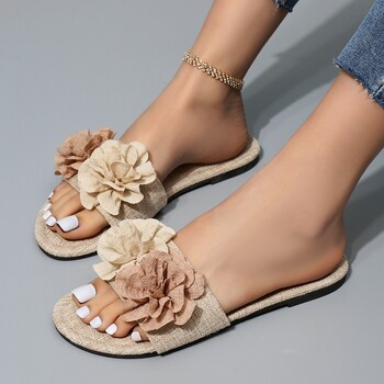 Flats Flower Slippers Γυναικεία παπούτσια μόδας Casual καλοκαιρινά σανδάλια 2024 Φόρεμα παραλίας Σαγιονάρες Νέες υπαίθριες κλασικές άνετες γυναικείες διαφάνειες