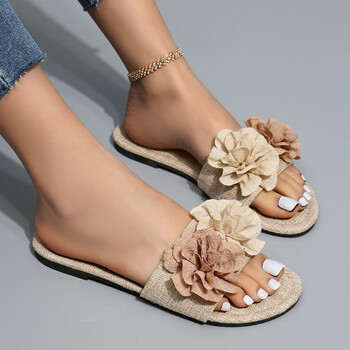 Flats Flower Slippers Γυναικεία παπούτσια μόδας Casual καλοκαιρινά σανδάλια 2024 Φόρεμα παραλίας Σαγιονάρες Νέες υπαίθριες κλασικές άνετες γυναικείες διαφάνειες