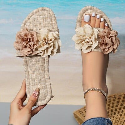 Pantofi papuci cu flori pentru femei Pantofi de modă pentru femei Sandale casual de vară 2024 Rochie de plajă Flip Flops Nou în aer liber Clasic Cozy Slide Lady