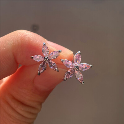 Armsad naiste väikesed tärniga kõrvarõngad võluvad hõbedased vikerkaare tsirkoonkivist pulmaehted naistele