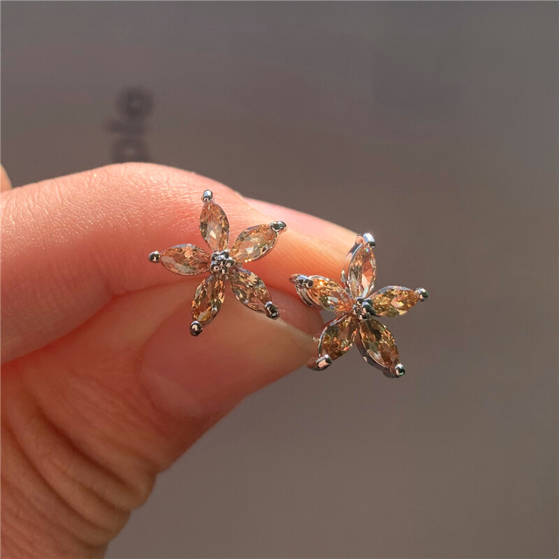 Armsad naiste väikesed tärniga kõrvarõngad võluvad hõbedased vikerkaare tsirkoonkivist pulmaehted naistele