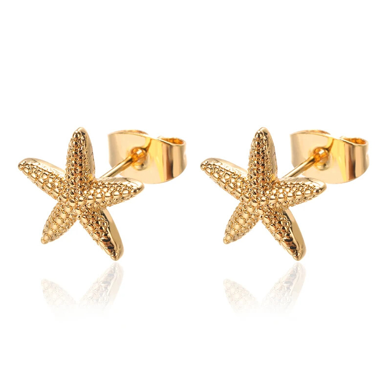 Vintage Summer Starfish roostevabast terasest kõrvarõngad naistele Simple Star Shell kõrvarõngad Stud Ocean Party ehteid kingitus 2024
