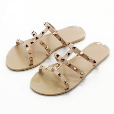 Needid Sussid Naiste Suvi Õues Uued Neetkristalljalatsid Jelly Kingad Naiste Sandaalid Lamedapõhjalised Sussid Chanclas Mujer