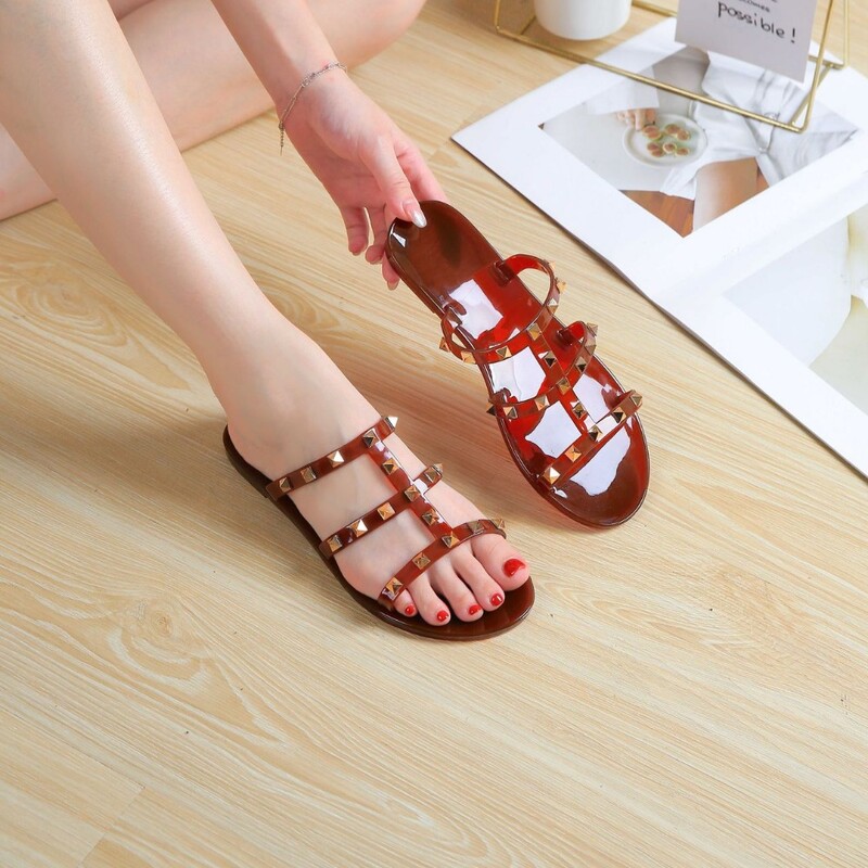 Needid Sussid Naiste Suvi Õues Uued Neetkristalljalatsid Jelly Kingad Naiste Sandaalid Lamedapõhjalised Sussid Chanclas Mujer