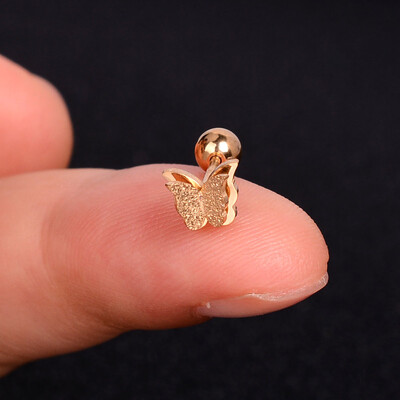 1 bucată cercei din oțel inoxidabil pentru femei, margaretă, fluture, șuruburi în spate, șuruburi minuscule, Helix, cartilaj, lobul tragus, piercing la ureche, bijuterii