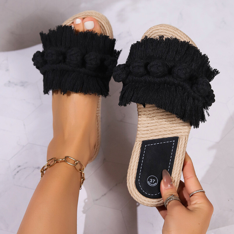 Papuci Casual Mărime mare Pantofi joase Tobogane cu flori de lux Moale plat pentru petrecere a timpului liber Tesatura TPR PU Copita Tocuri Moda Floral Bumbac