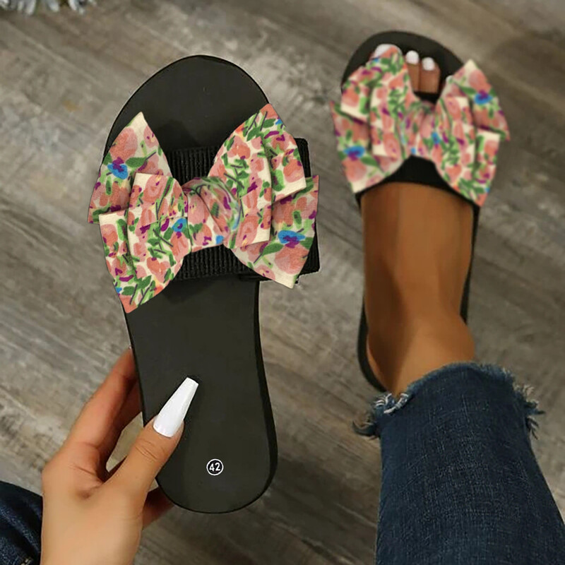 Suvised vibu rannasussid Naiste vabaaja lamedad lillelised rannasussid Moodsad, lamedad, lahtise varbaga sandaalid rannasussid, naiste sandaalid