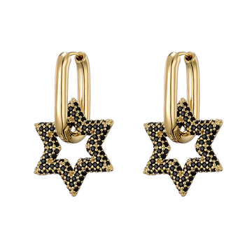 LOVBEAFAS Trendy Star Gold Χρώμα Γεωμετρικά Σκουλαρίκια Κρίκος Γυναικεία Ζιργκόν Γυναικεία σκουλαρίκια αρραβώνων Κομψό επώνυμα κοσμήματα