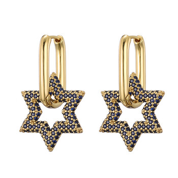 LOVBEAFAS Trendy Star Gold Χρώμα Γεωμετρικά Σκουλαρίκια Κρίκος Γυναικεία Ζιργκόν Γυναικεία σκουλαρίκια αρραβώνων Κομψό επώνυμα κοσμήματα