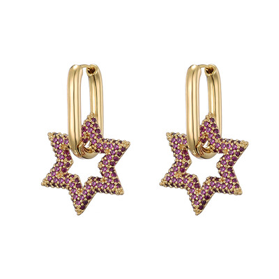 LOVBEAFAS Trendikas Star kullavärvi geomeetrilised rõngaskõrvarõngad naistele, tsirkoonist naiste rippkõrvarõngad, kihlus, elegantsed kaubamärgiehted