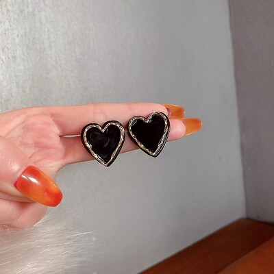 Cercei tip inimă mare de culoare albă pentru femei, fete, coreeană, dragoste, glazură, estetică, viața de zi cu zi, bijuterii minimaliste, piercing ureche