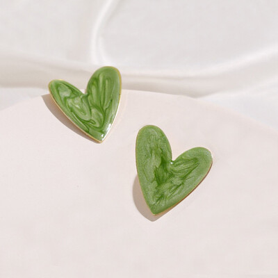 Cercei tip inimă mare de culoare albă pentru femei, fete, coreeană, dragoste, glazură, estetică, viața de zi cu zi, bijuterii minimaliste, piercing ureche