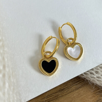 Cercei tip inimă mare de culoare albă pentru femei, fete, coreeană, dragoste, glazură, estetică, viața de zi cu zi, bijuterii minimaliste, piercing ureche