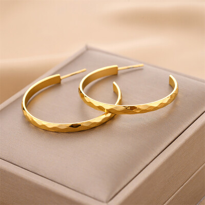 Cercei cu cerc din oțel inoxidabil pentru femei, de culoare aurie, cercei cu perle de modă, piercing, 2023, tendințe noi, bijuterii de lux aretes mujer