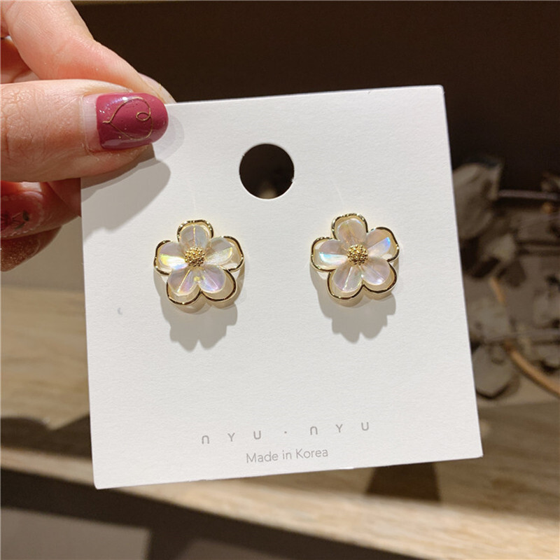 Vaigu lilledega kõrvarõngad Korea mood Naiste temperament Ilusad elegantsed ehted Lihtsad armsad tüdrukud naiste aksessuaarid