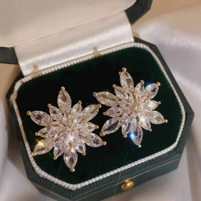 Perdėtas prabangus krištolo gėlėtas auskarai, moteriškas temperamentas, elegantiškas mados dizainas, vestuvių vakarėlio papuošalai Valentino dienos dovanos