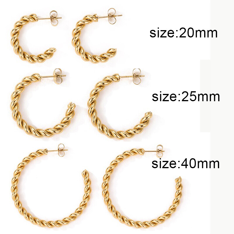 316 L roostevabast terasest vintage spiraal keerdrõngaga kõrvarõngad naistele punk kõrvarõngad trendikas kullavärvi hõbeda värvi kõrvarõngad ehted