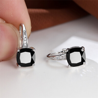 Cercei cu cerc cu zircon curcubeu Mystic Cercei cu piatră pătrată de cristal multicolore Cercei de nuntă de culoare auriu de epocă pentru petrecere pentru femei