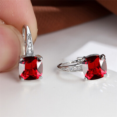 Cercei cu cerc cu zircon curcubeu Mystic Cercei cu piatră pătrată de cristal multicolore Cercei de nuntă de culoare auriu de epocă pentru petrecere pentru femei