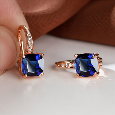 Cercei cu cerc cu zircon curcubeu Mystic Cercei cu piatră pătrată de cristal multicolore Cercei de nuntă de culoare auriu de epocă pentru petrecere pentru femei