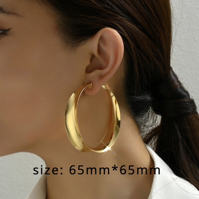 Lihtsad liialdatud läikivad metallist geomeetrilised rõngaskõrvarõngad naistele puhkusepidu OL Mood Ehted Kõrvatarvikud AE086