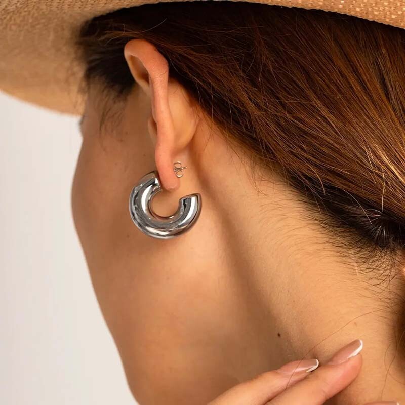 Geomeetrilised terasest õõnsad kõrvarõngad naiste peole Igapäevaselt kantavad moeõhtukingitused veekindlad roostevabast terasest ehted