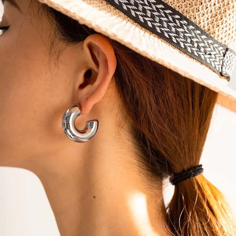 Geomeetrilised terasest õõnsad kõrvarõngad naiste peole Igapäevaselt kantavad moeõhtukingitused veekindlad roostevabast terasest ehted