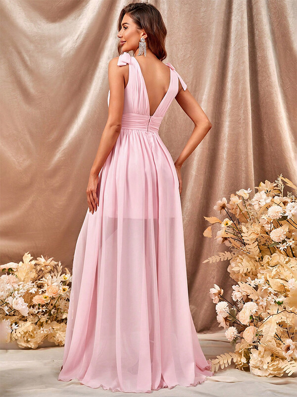 TOLEEN naiste põrandani ulatuvad kleidid suvine šifoonist kõrge lõhega kleit Seksikas V-kaelusega, kitsas peokleit Vestidos de Novia pruutneitsi kleit