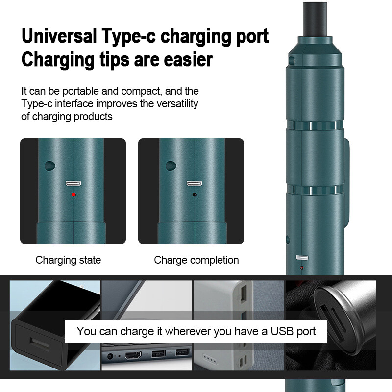 Juhtmeta elektriline minikruvikeerajate komplekt Juhtmeta USB-laetav kruvikeeraja 3,6 V 250 r/min Kodune elektritrelli parandamine elektritööriist