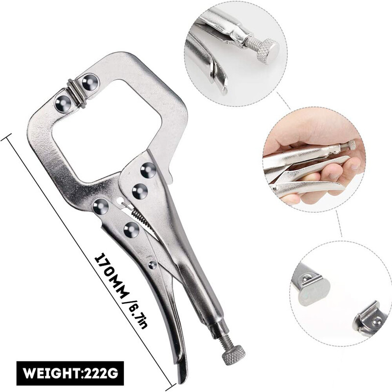 AIRAJ 3 tk Lukustustangid Keevitustööriistad 7`` Süsinikterasest tangid Tööstuslikud ümmarguse suuga kruusid suure pöördemomendiga fikseeritud kinnitusega käsitööriistad