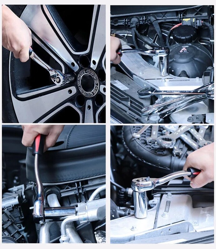 12 buc. Set de chei tubulare de 1/2 inch, prizele metrice cu impact, cheie cu clichet, set complet de instrumente, instrument profesional de reparații pentru garaj