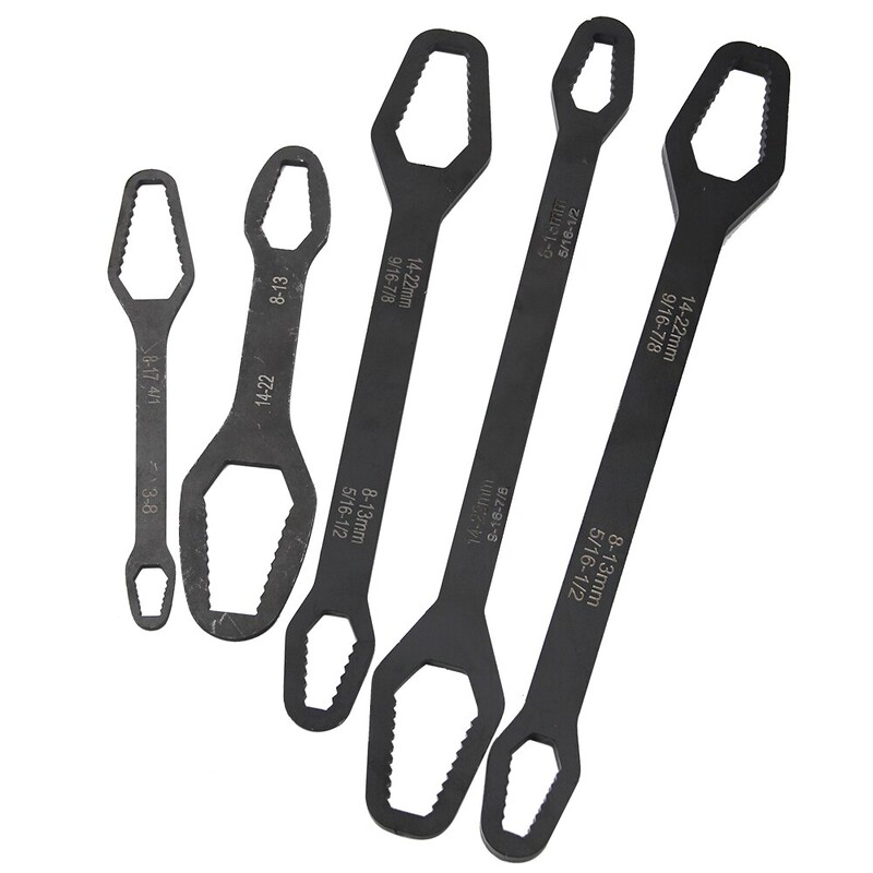 8 kuni 22 must multifunktsionaalne kahe otsaga karbivõti Kuusnurkne kahe otsaga täismutrivõti erineva läbimõõduga kruvi ja mutri tööriist