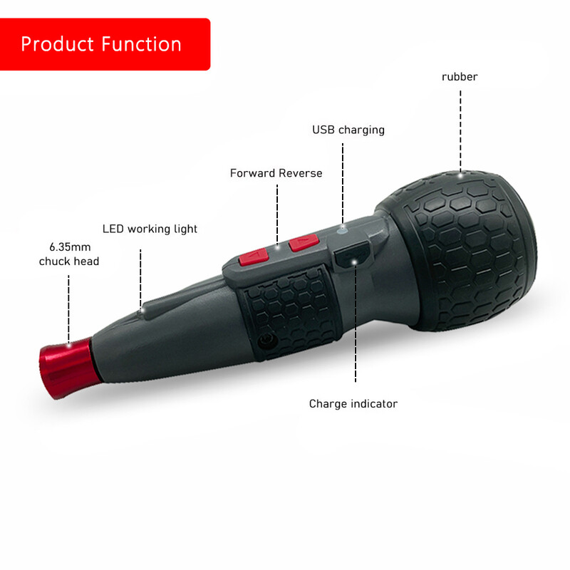 DONUMEH Șurubelniță electrică Mini mașină de găurit fără fir 3.6V Baterie cu litiu Manuală și Lumină LED de încărcare USB electrică pentru ACASA DIY