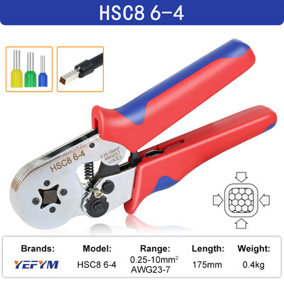 Gnybtų užspaudimo įrankis HSC8 6-4/6-6 elektrinis suspaudimo replė, skirta laido galo užspaudimo vamzdžio gnybtams elektros grandinės taisymui