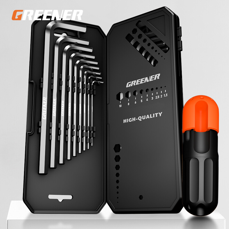 GREENER šešiabriaunių raktų rinkinys šešiakampių veržliarakčių atsuktuvų rinkiniai, kombinuoti dėžutėje, universalus sukimo momento ilgio metrikas su rankovėmis Rankiniai įrankiai dviratis
