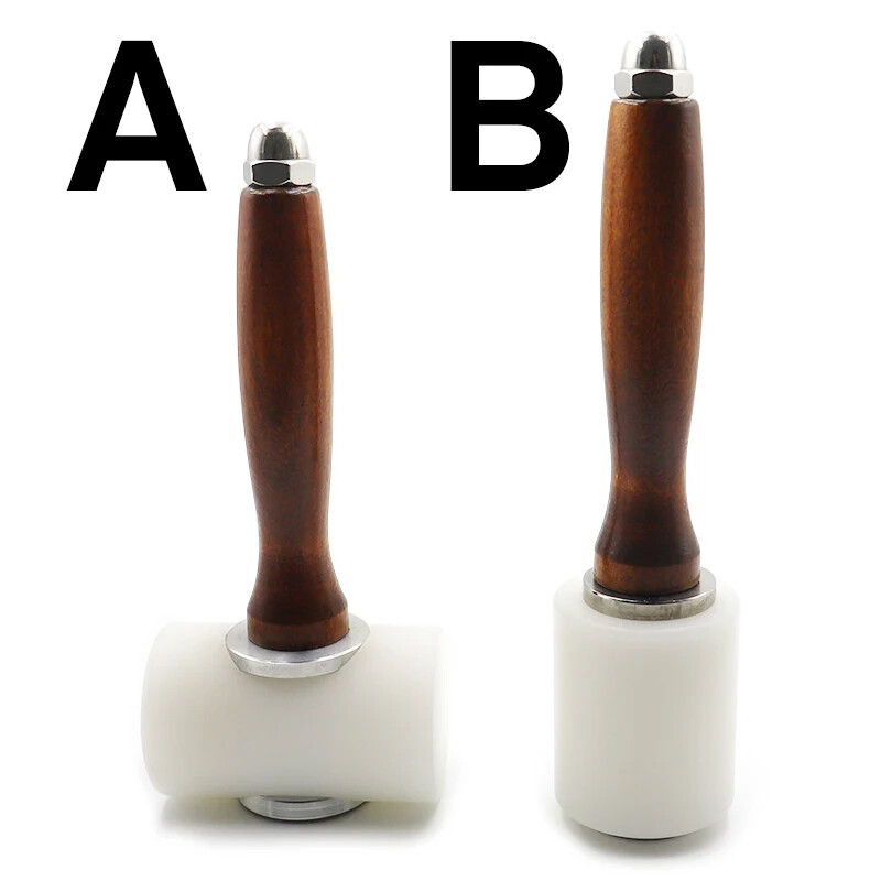 Profesionalus odinis raižyti plaktukas, nailoniniai plaktukai, medžio rankena, skirta odiniam štampavimui, perkusijai, pasidaryk pats įrankis