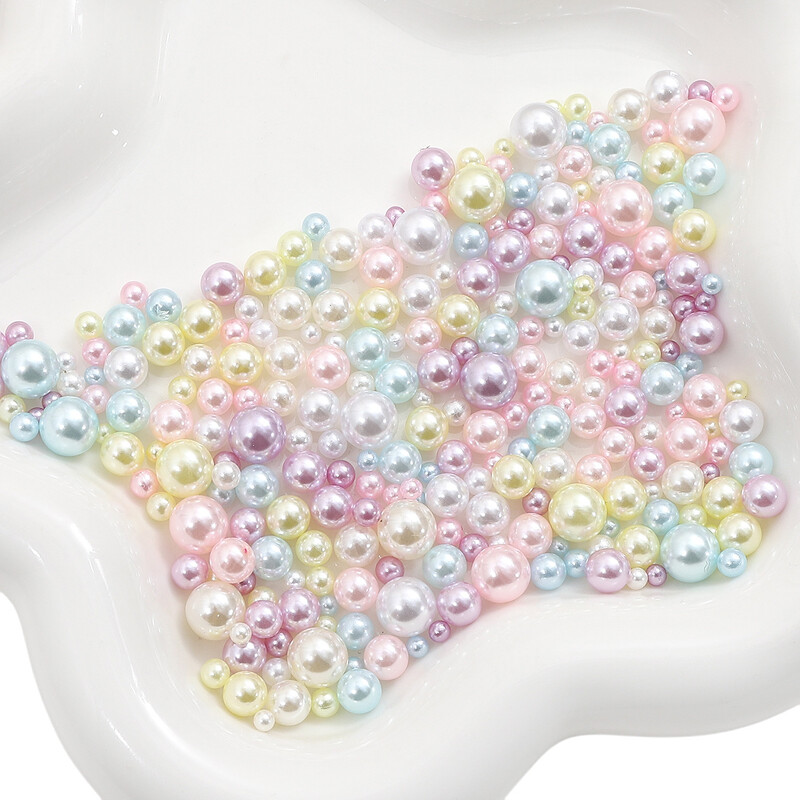 ABS mittepoorsed pärlid värvilised ümmargused helmed lahtised helmed helmed käsitsi valmistatud kosmeetikakarp rõivamanused kaunistusmaterjalid