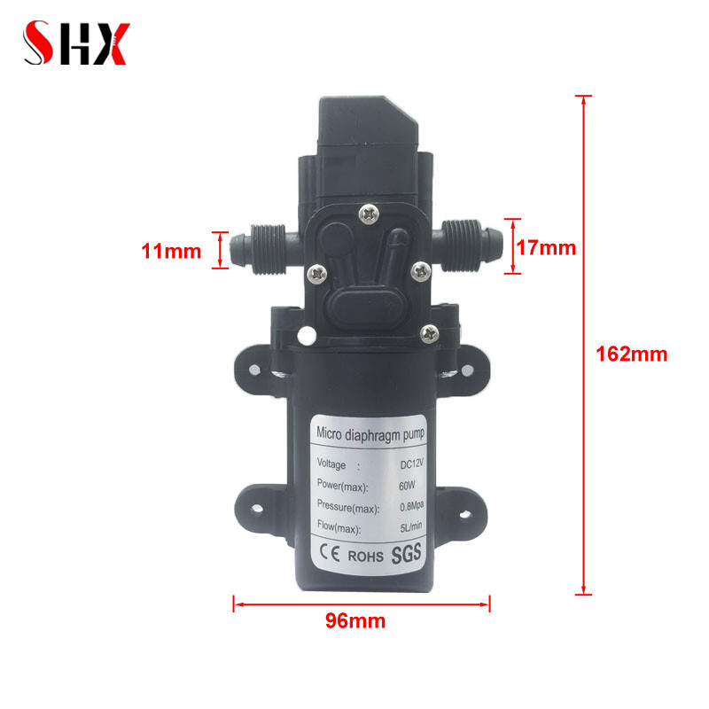 Automatski prekidač protoka 6L/min DC12V 60W 70W 130PSI AUTOMATSKA membranska vodena pumpa Mini sigurne visokotlačne samousisne pumpe