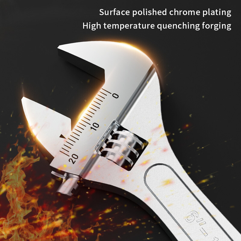 RAYENR cheie reglabilă cu deschidere mare, cu mâner lung, cheie universală, oțel carbon, atelier mecanic, instrumente de reparații manuale