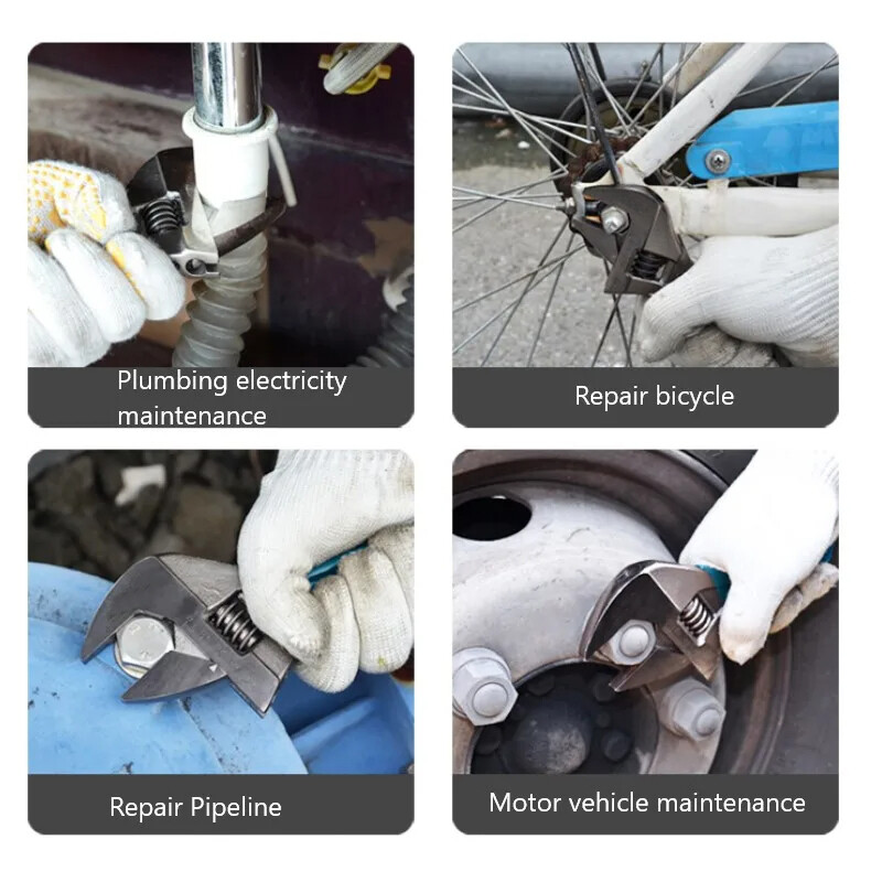 Reguliuojamas veržliaraktis didelės atidarymo trumpos rankenos mini beždžionių veržliaraktis Lazerinės svarstyklės Guma apvyniotas raktas Vandentiekio vamzdynas Vonios įrankiai