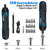 3,6 V juhtmeta elektriline kruvikeeraja, laetav 1500 mAh liitiumaku minitrell elektritööriistade komplekt majapidamishoolduseks, remont