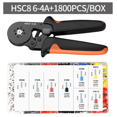 Purustustangide komplekt Torukujuline klemm HSC8 6-4A krimpsutraat Mini tangidega pressimisriistad Kodumajapidamises kasutatavad elektrikomplekt koos karbiga