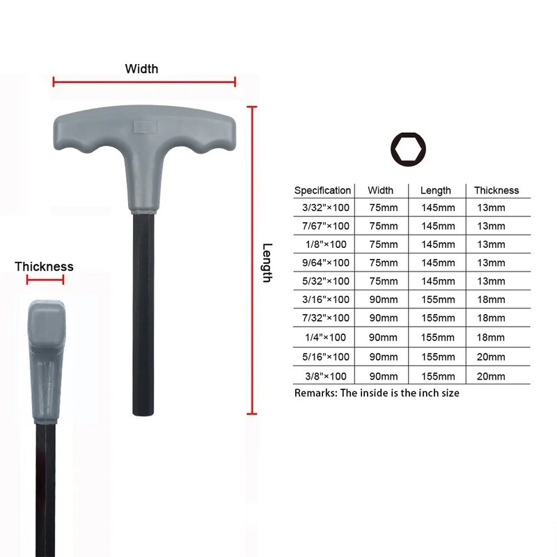 T Handle Hex Key Set Metric 10 τμχ και Sae 10 τμχ T Bar γαλλικό κλειδί με βάση