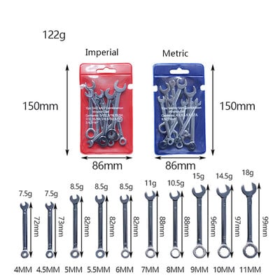 10 buc. Set de chei cheie mini-cheie instrument de mână cheie cheie de buzunar rezistentă la explozie Chei de tip britanic/metric