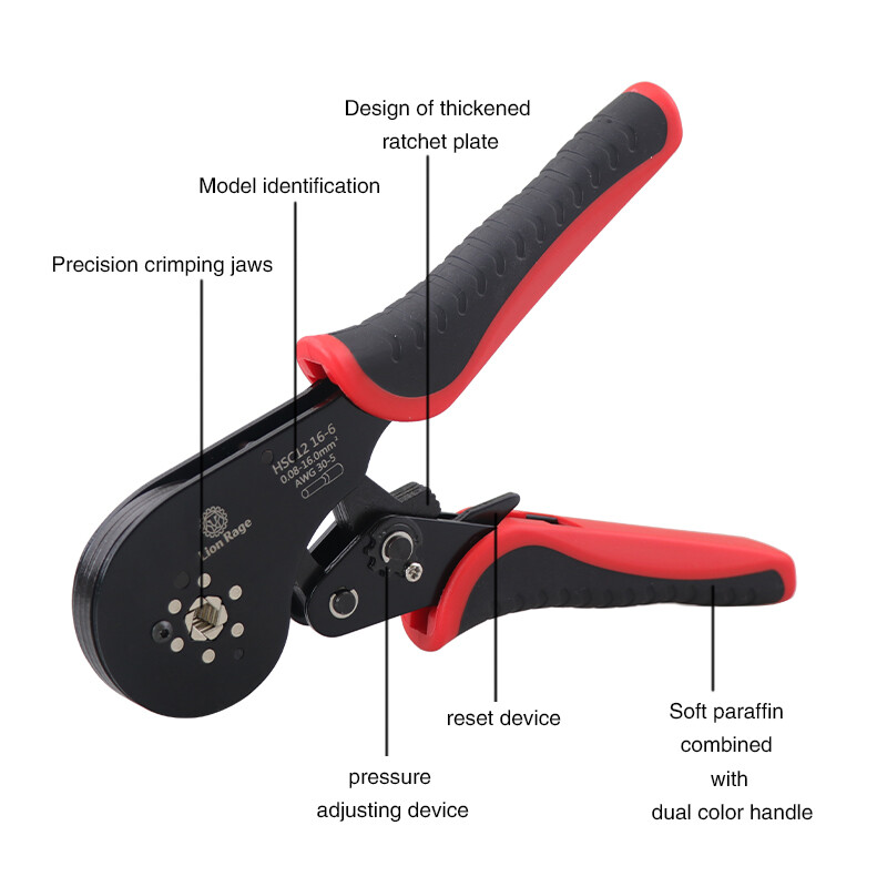 Alat za stezanje ferula HSC12 16-6 Mini kliješta za cjevaste terminale za velike terminale Električne stezaljke 0,08-16 mm²/30-5AWG