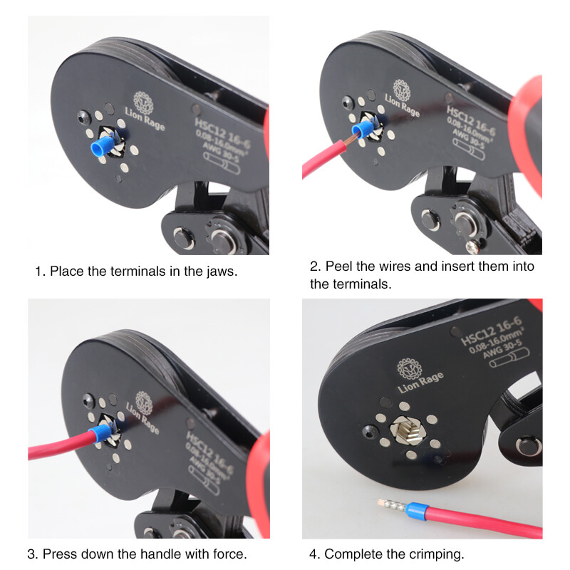 Alat za stezanje ferula HSC12 16-6 Mini kliješta za cjevaste terminale za velike terminale Električne stezaljke 0,08-16 mm²/30-5AWG